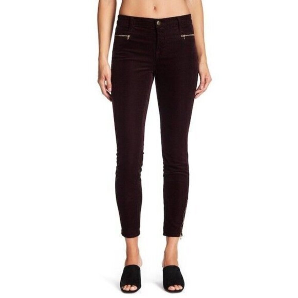 J Brand Pants Corduroy Iselin Stretch Blackberry Ankle Zip Sz 24 NWT $218